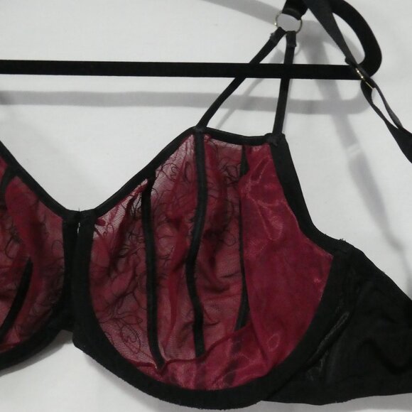 AG - ASHLEY GRAHAM | 40 DDD | Burgundy and Black Lace Accented Bra - Picture 15 of 16